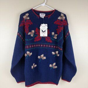 NWT SKYR Sportswear 100% Shetland Wool Floral Fair Isle Sweater
